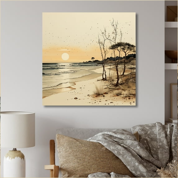 Designart "Vintage Scenery by the Beachside I" Nautical & Beach Metal Wall Decor