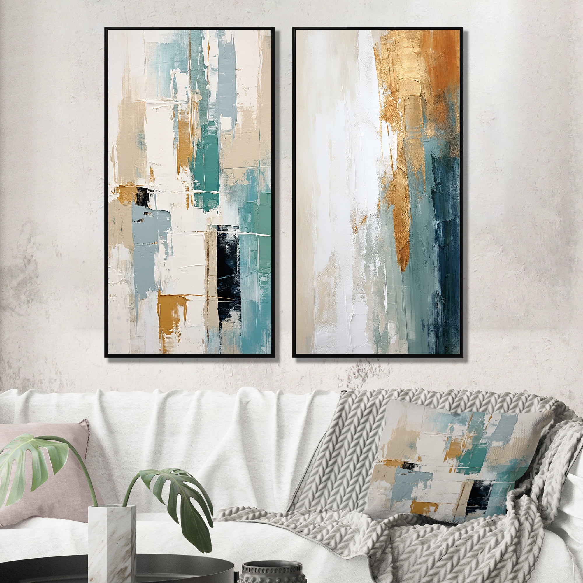 Designart "Vintage Solitude Abstract in Vintage Blue III" Abstract