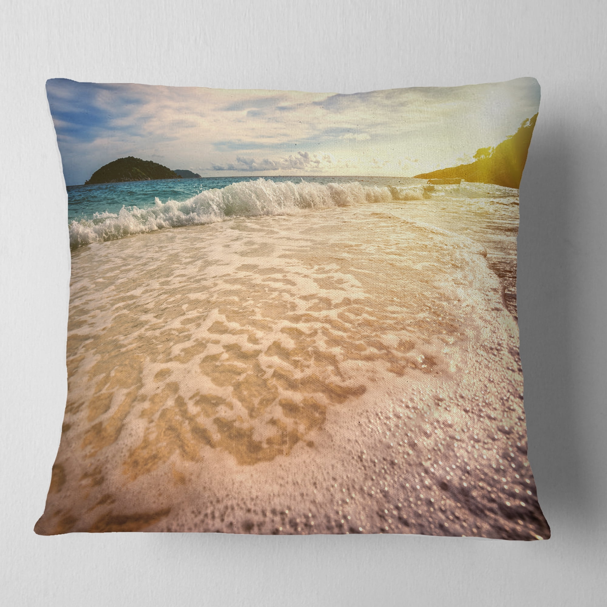 Designart Vintage Style Beach at Similan Park - Seashore Throw Pillow - 18x18