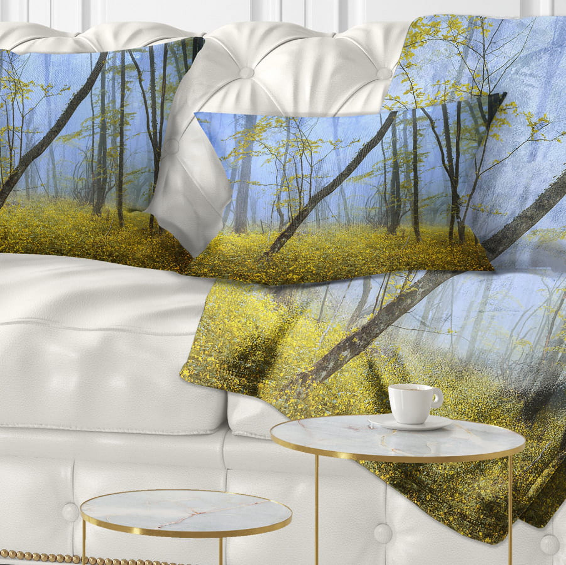 Designart Vintage Style Colorful Forest - Landscape Photography Throw Pillow - 12x20