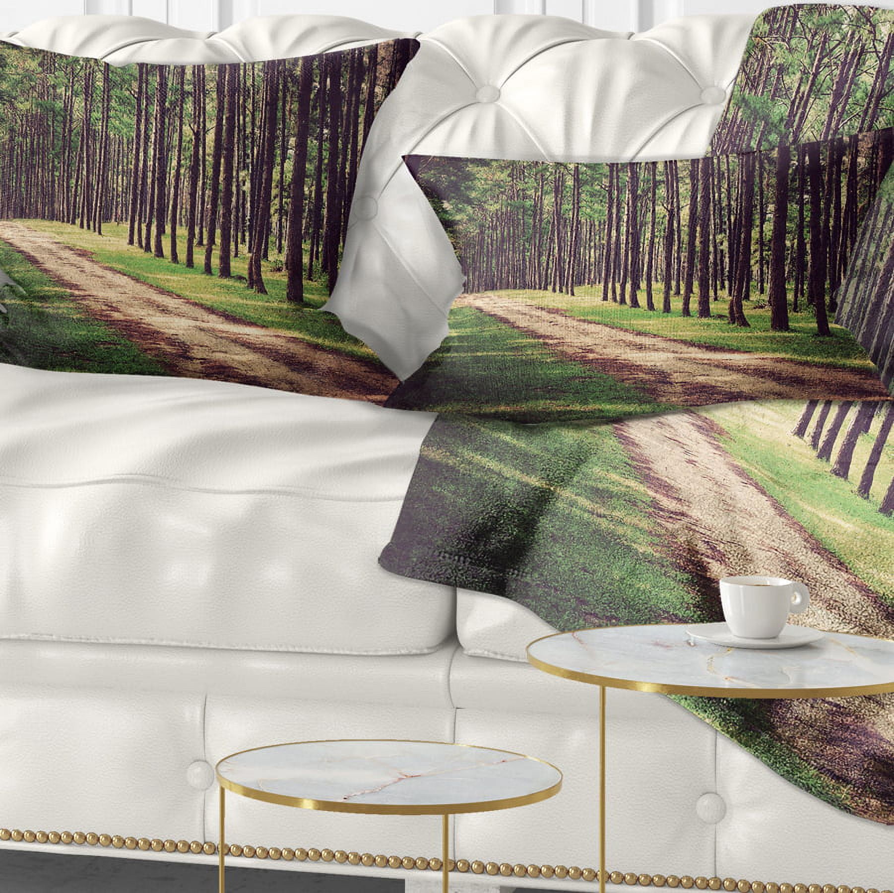 Designart Vintage Style Forest with Pathway - Modern Forest Throw Pillow - 12x20