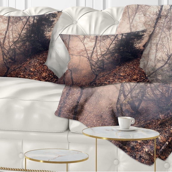 Designart Vintage Style Leaves and Trees - Landscape Photography Throw Pillow - 12x20
