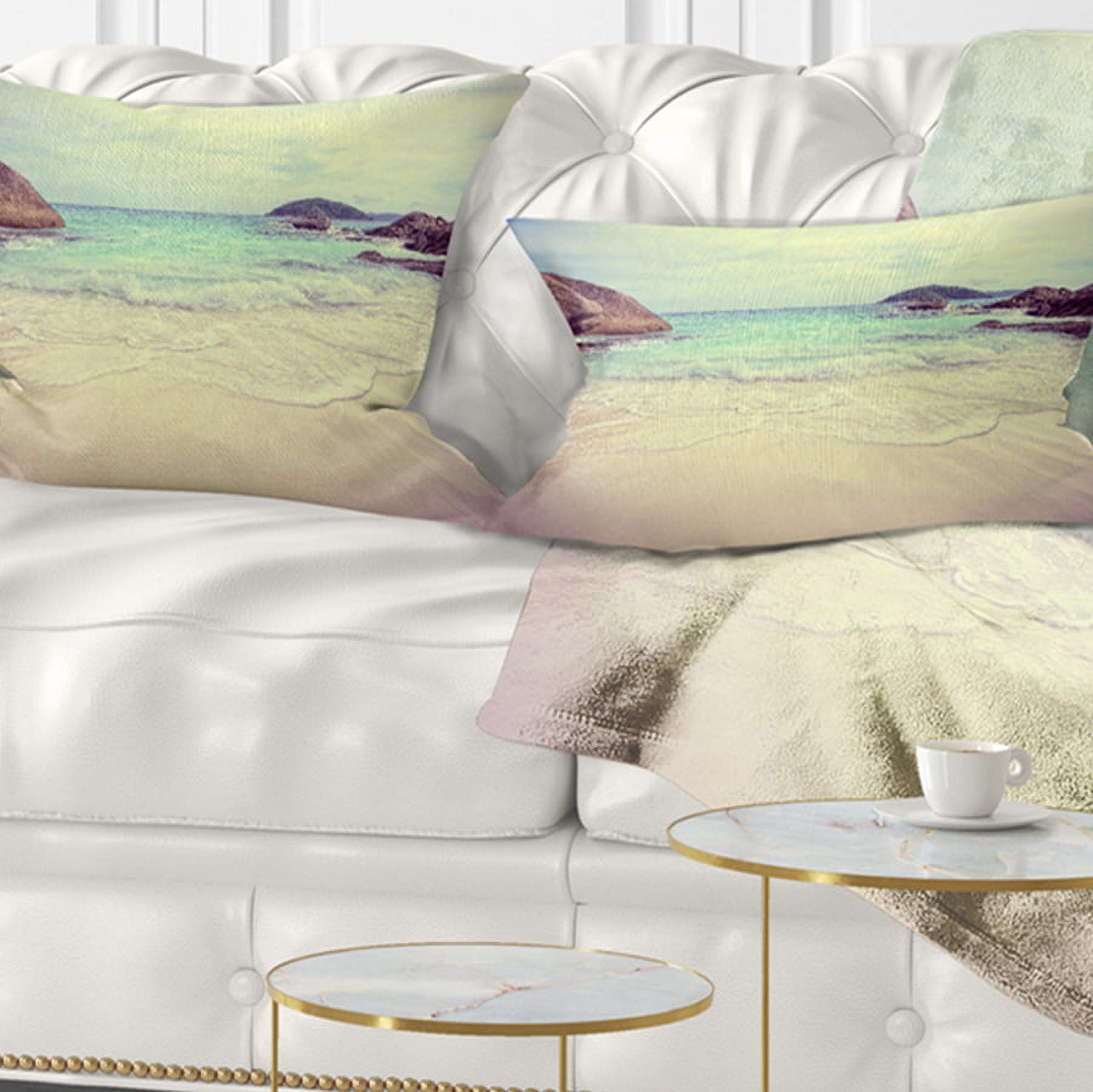 Designart Vintage Style Seashore Thailand - Seascape Throw Pillow - 12x20