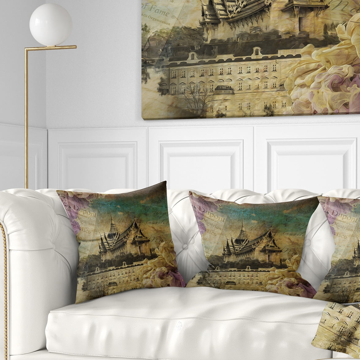 Designart Vintage Style Sky Castle - Contemporary Throw Pillow - 18x18