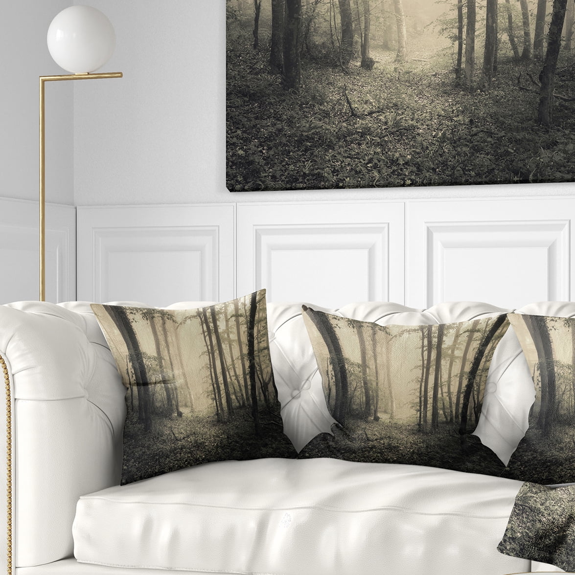 Designart Vintage Style Spring Forest - Landscape Photography Throw Pillow - 16x16