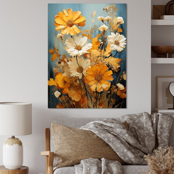 Designart "Vintage Sunflowers Basking In Sunshine II" Sunflowers Wall Art Prints