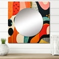 thumbnail image 1 of Designart "Vintage Textiles Mid Century wall art II" Mid-century Red Large Square Mirror - Square Bedroom Mirror Printed Wall Decor - Mid-Century Square Printed Wall Mirror Art, 1 of 5