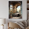 thumbnail image 1 of Designart "Vintage Tile Bathroom IV" Floral Floater Framed Canvas Print, 1 of 7