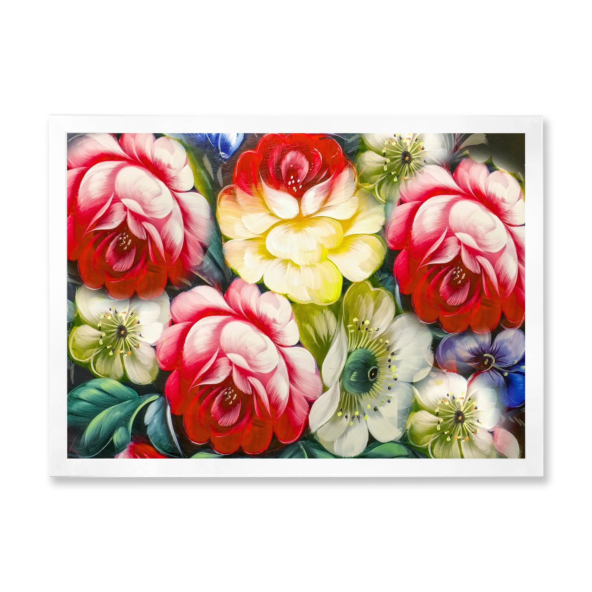 Designart 'Vintage VIbrant Yellow and Red Flower Still Life I' Traditional Framed Art Print