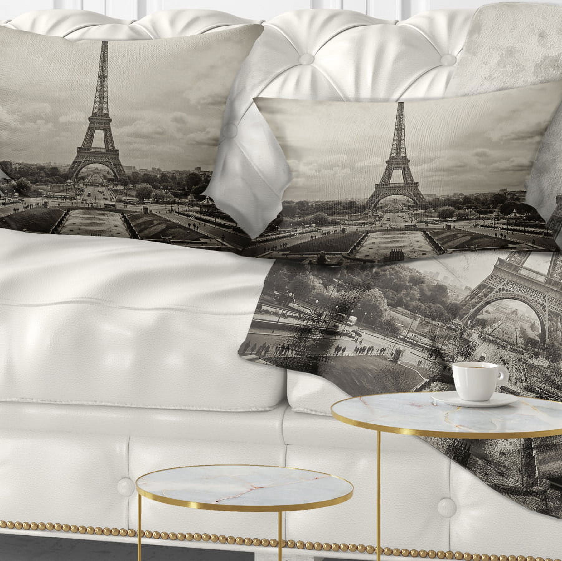 Designart Vintage View of Paris France - Cityscape Photo Throw Pillow - 12x20