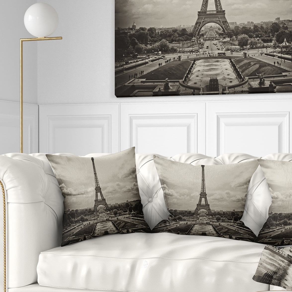 Designart Vintage View of Paris France - Cityscape Photo Throw Pillow - 18x18