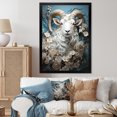 thumbnail image 1 of Designart "Vintage White and Blue Goat Portrait" Animals Framed Wall Art - Traditional White Goat Living Room Framed Canvas Art, 1 of 6