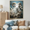 Designart "Vintage White and Blue Goat Portrait" Animals Framed Wall
