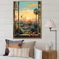 thumbnail image 1 of Designart "Vintage Windows View of Los Angeles III" Floral Framed Wall Art - Traditional Green Window Hallway Framed Wall Art Decor, 1 of 6
