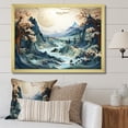 thumbnail image 1 of Designart "Vintage Winter Charm in Japanese Rivers II" Landscapes Framed Wall Art Decor - Traditional Blue Winter Landscape Entryway Framed Wall Art, 1 of 6