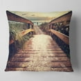 thumbnail image 1 of Designart Vintage Wooden Bridge To Seashore - Seashore Throw Pillow - 16x16, 1 of 4