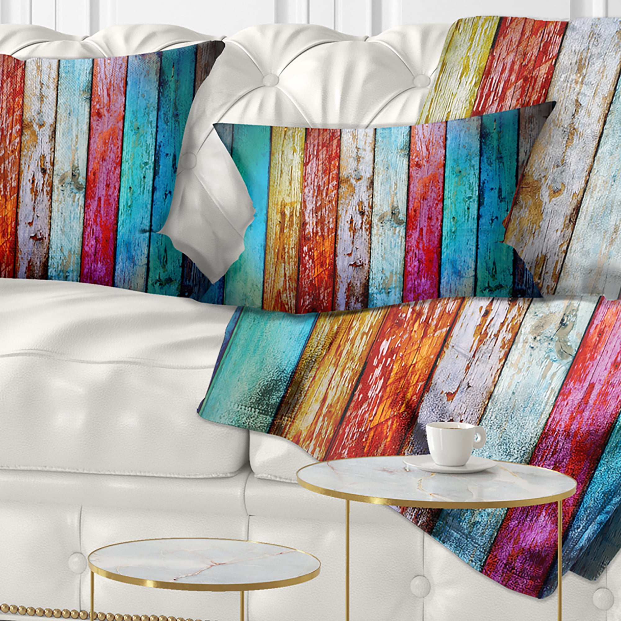 Designart Vintage Wooden Pattern - Contemporary Throw Pillow - 12x20
