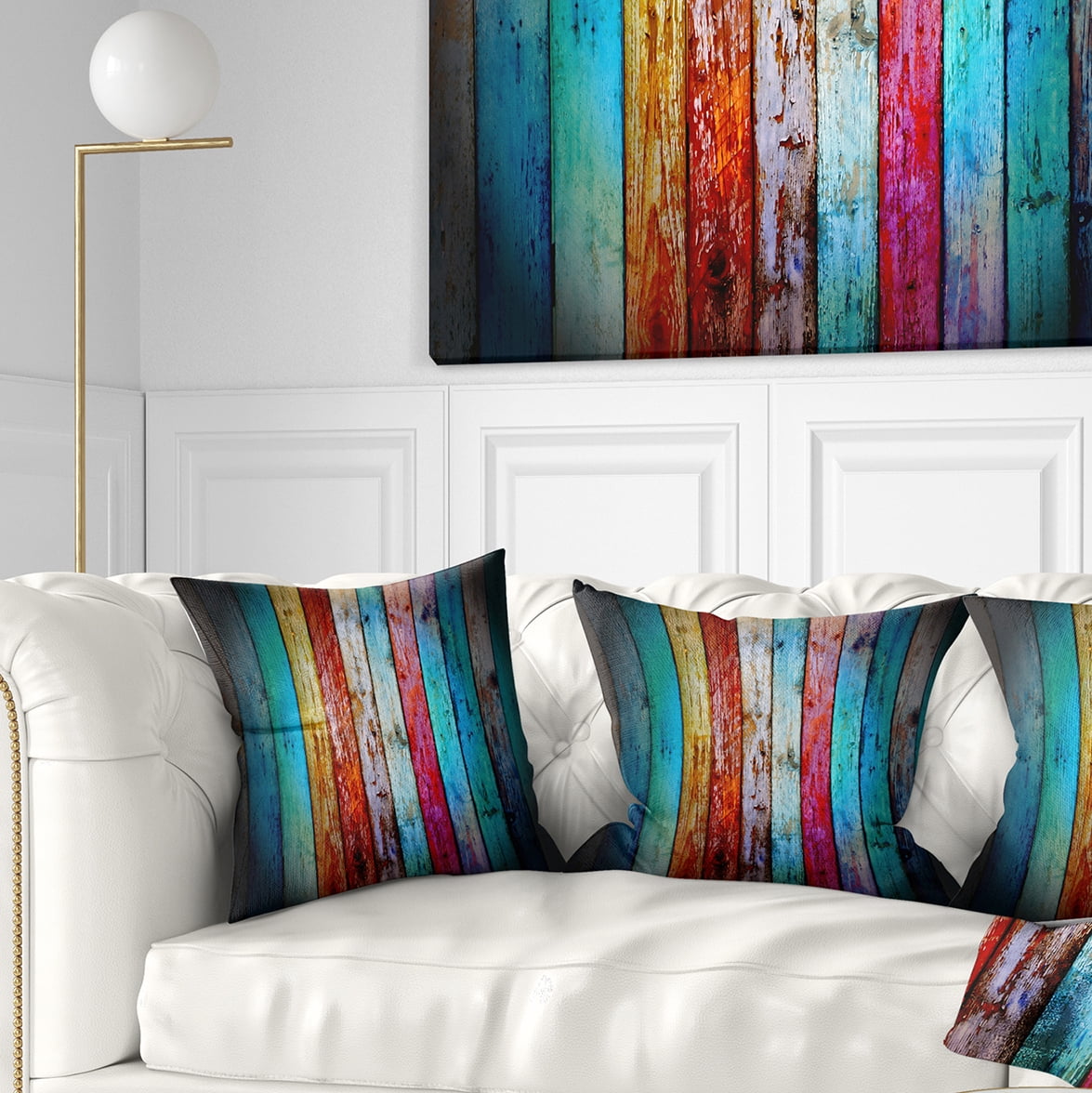 Designart Vintage Wooden Pattern - Contemporary Throw Pillow - 16x16