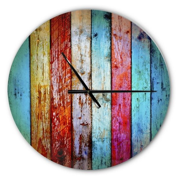 Designart 'Vintage Wooden Pattern ' Farmhouse wall clock