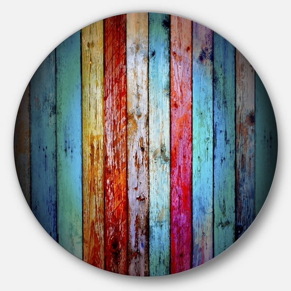 Designart 'Vintage Wooden Pattern' Metal Wall Art