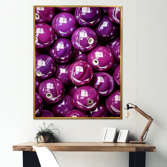 Designart "Violet Drop Sphere Mosaic" Bowling Floater Framed Wall Art Prints