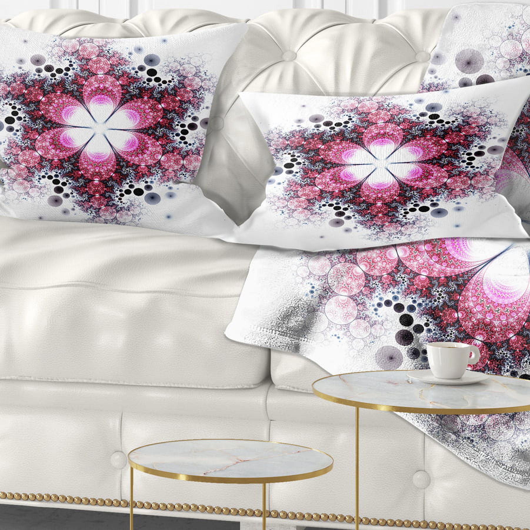 Designart Violet Fractal Flower Pattern - Abstract Throw Pillow - 12x20