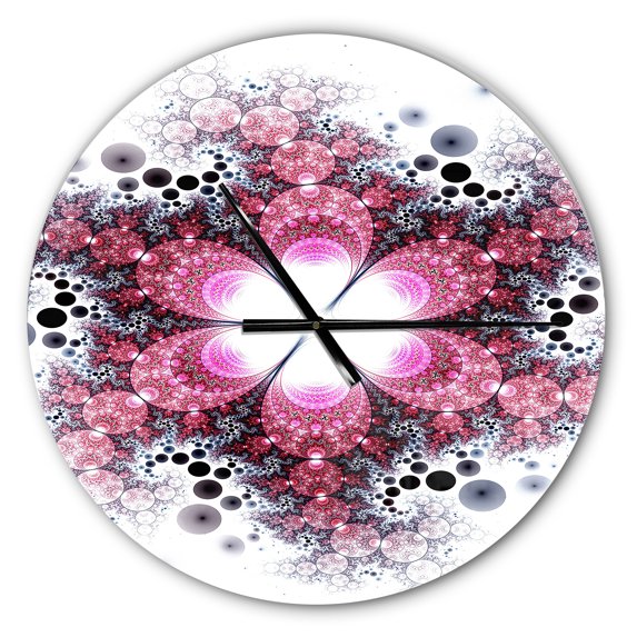 Designart 'Violet Fractal Flower Pattern ' Modern wall clock