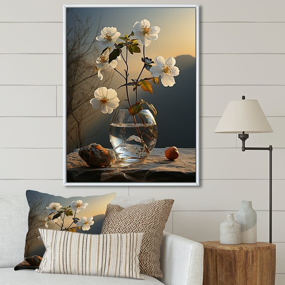 Designart "Violet Sunset Serenity" Violets Floater Framed Wall Art Prints