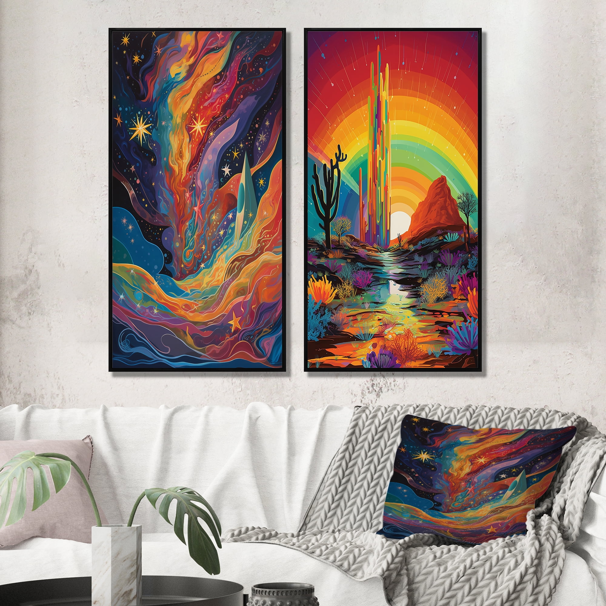 Designart "Visionary Rainbow Mystery Landscapes I" Abstract Landscape