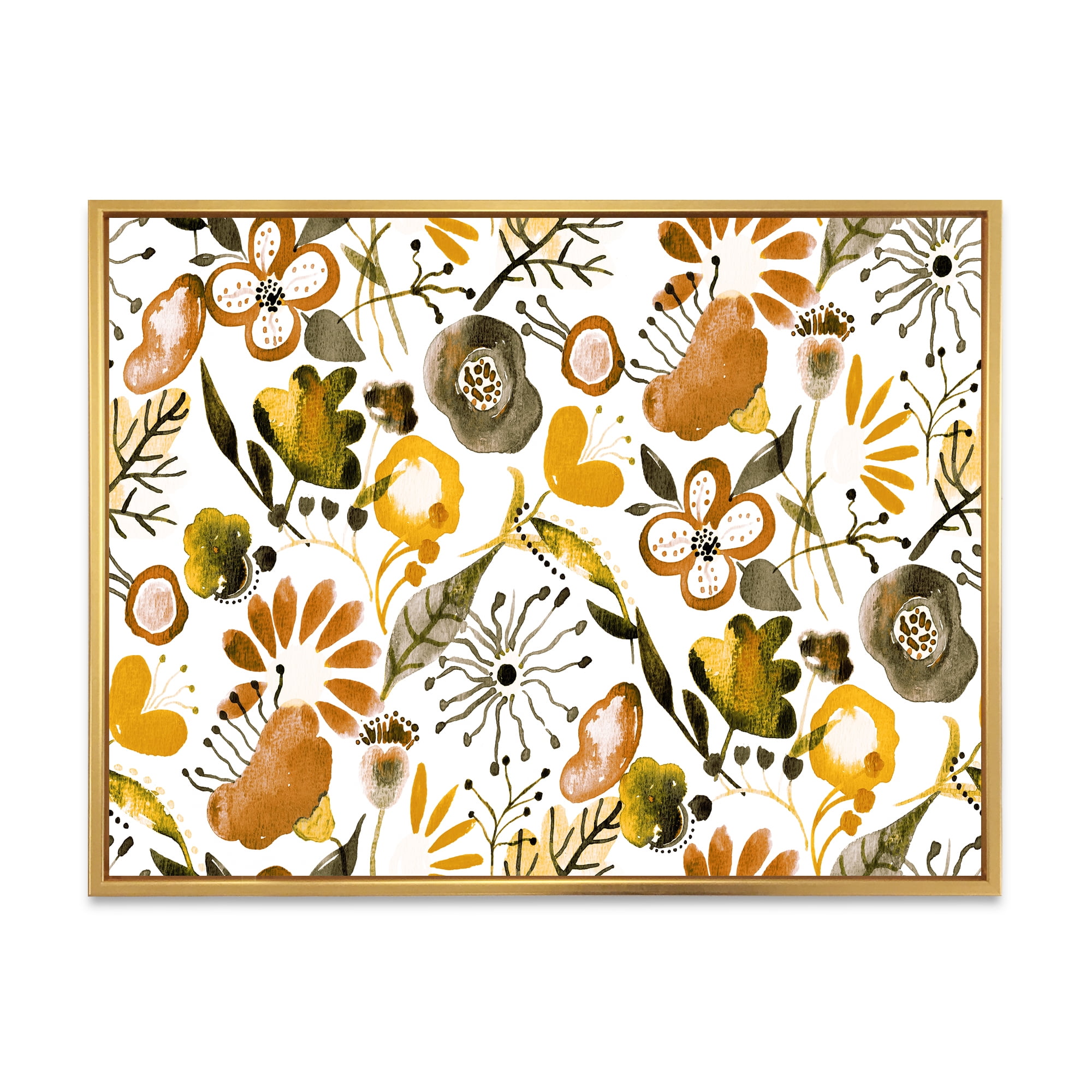 Designart 'Vital Abundance Of Wildflowers I' Modern Framed Canvas Wall Art Print