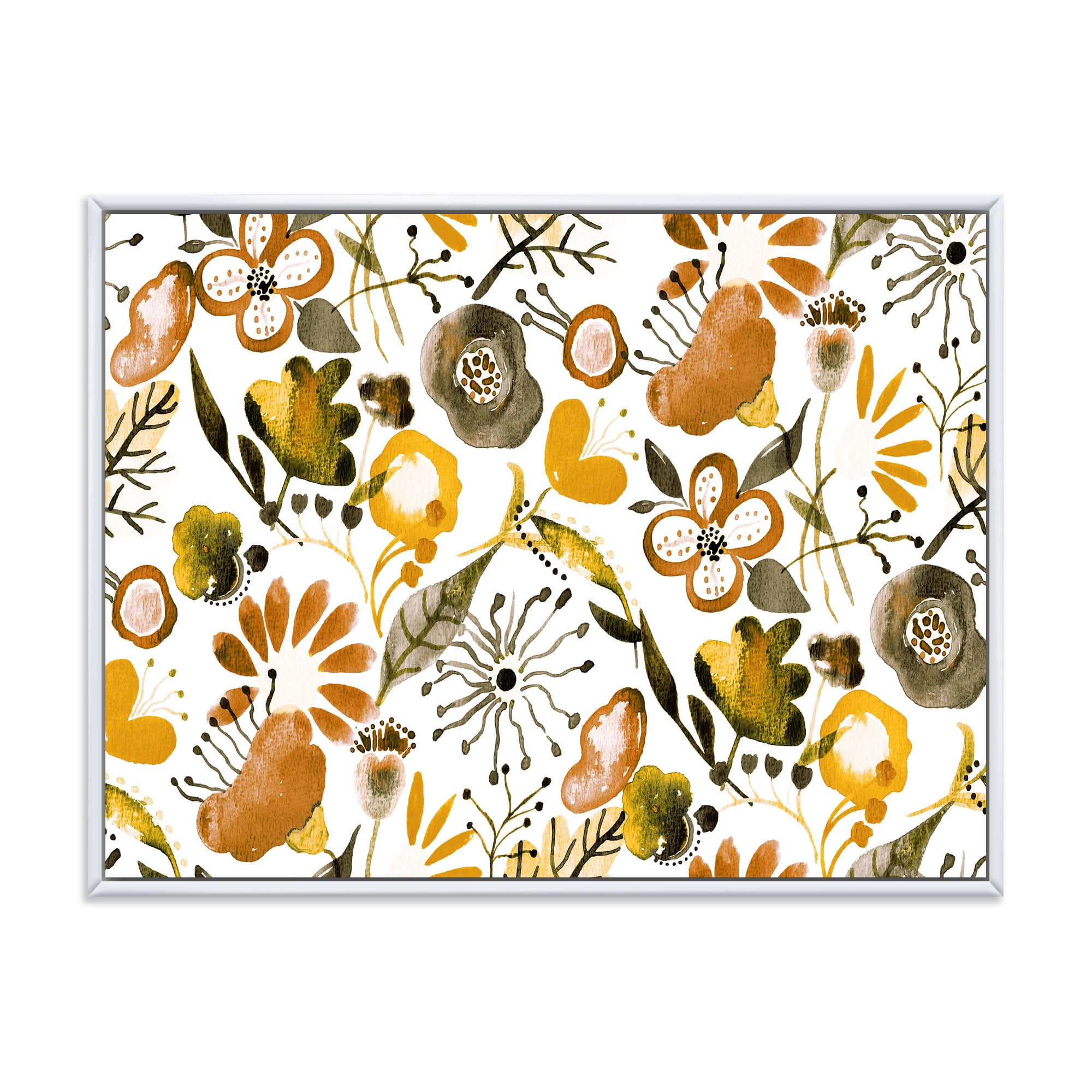 Designart 'Vital Abundance Of Wildflowers I' Modern Framed Canvas Wall Art Print