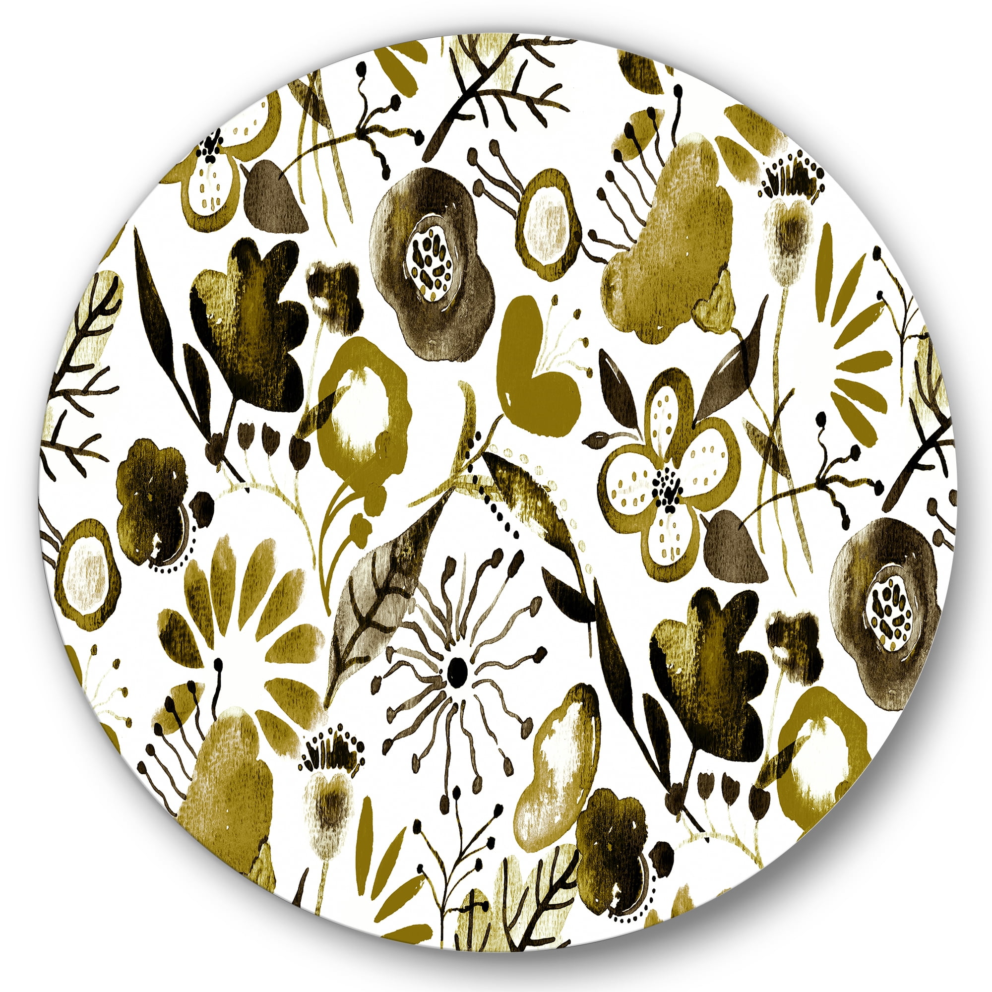 Designart 'Vital Abundance Of Wildflowers II' Modern Circle Metal Wall Art 29x29 - Disc of 29