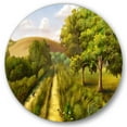 thumbnail image 1 of Designart 'Vital Country Road During Summer' Traditional Circle Metal Wall Art 36x36 - Disc of 36, 1 of 5