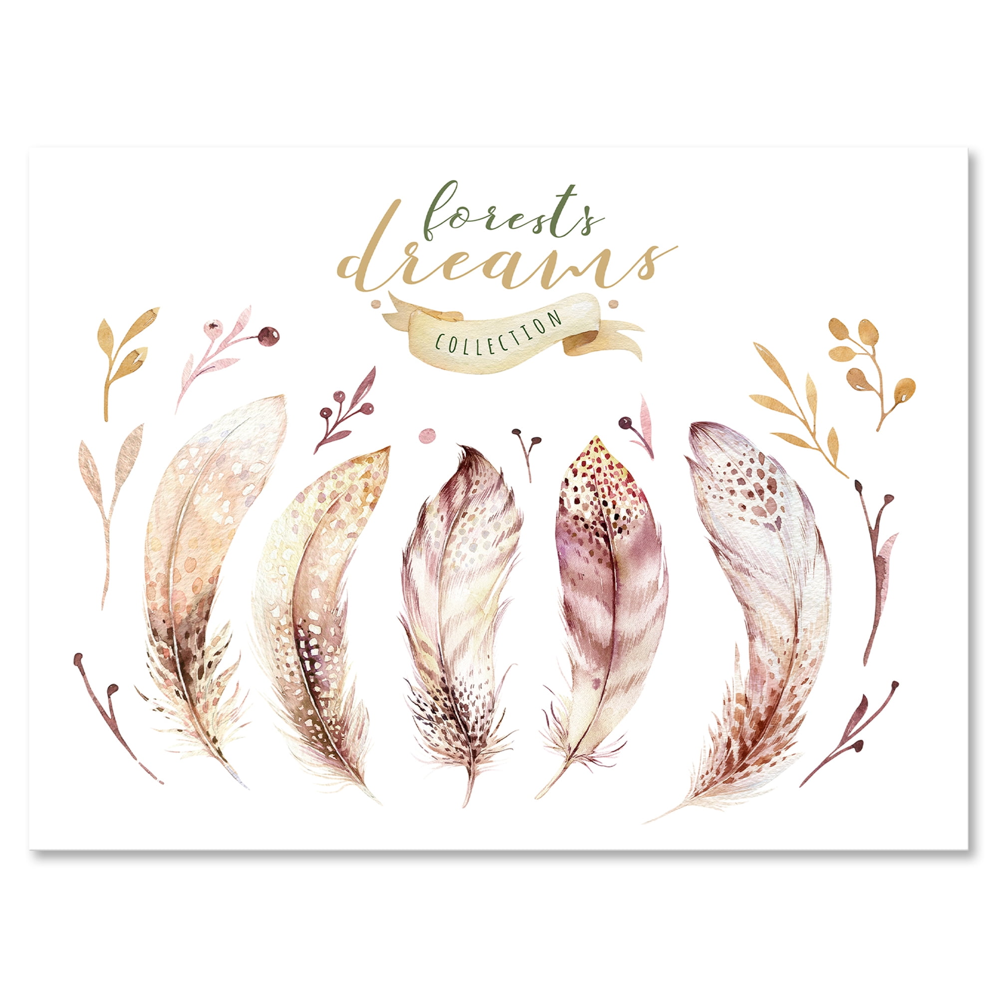 Designart ' Vital Feathers In Ethnic Boho Style ' Bohemian & Eclectic Canvas Wall Art Print