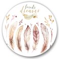thumbnail image 1 of Designart 'Vital Feathers In Ethnic Boho Style' Bohemian & Eclectic Circle Metal Wall Art 36x36 - Disc of 36, 1 of 5