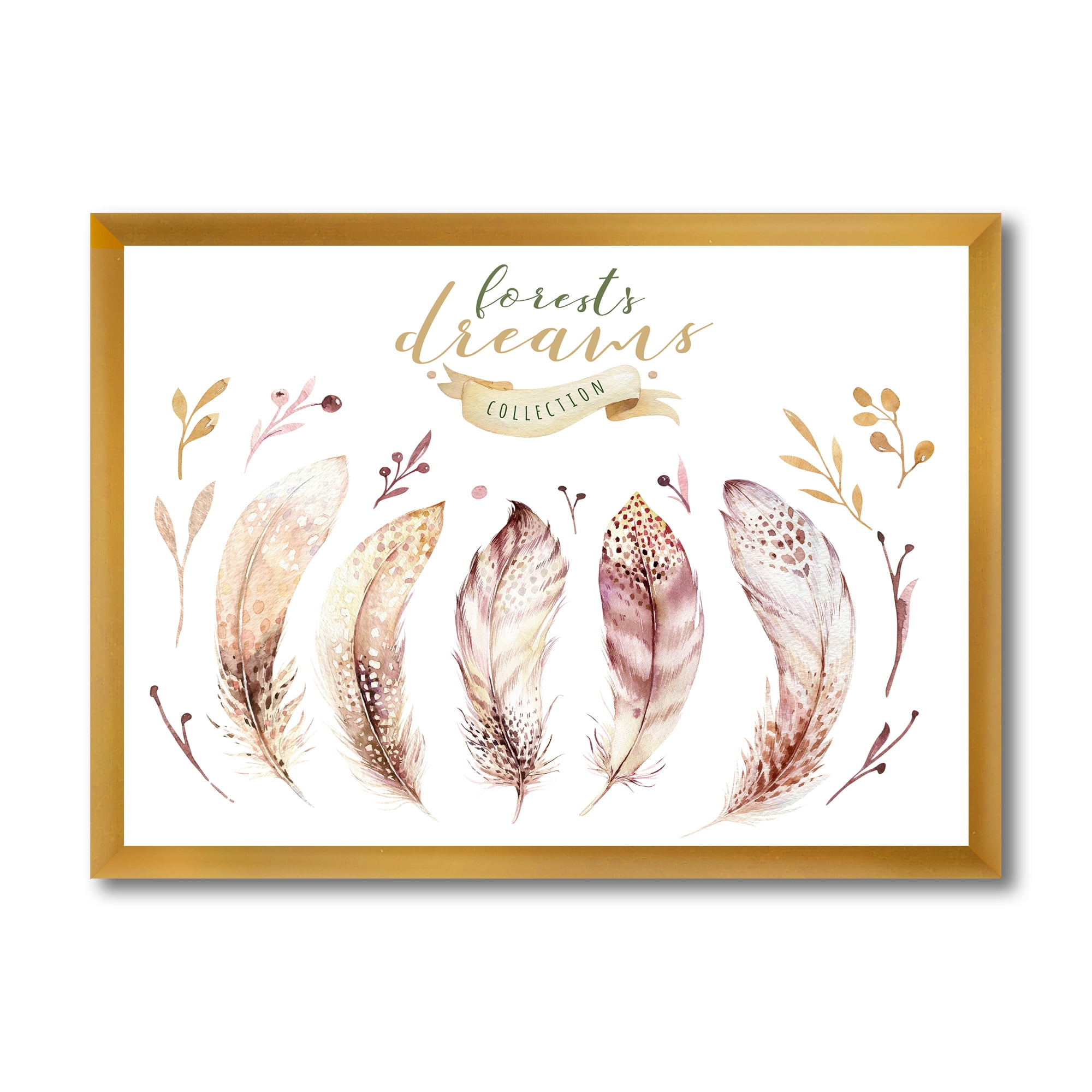 Designart 'Vital Feathers In Ethnic Boho Style' Bohemian & Eclectic Framed Art Print