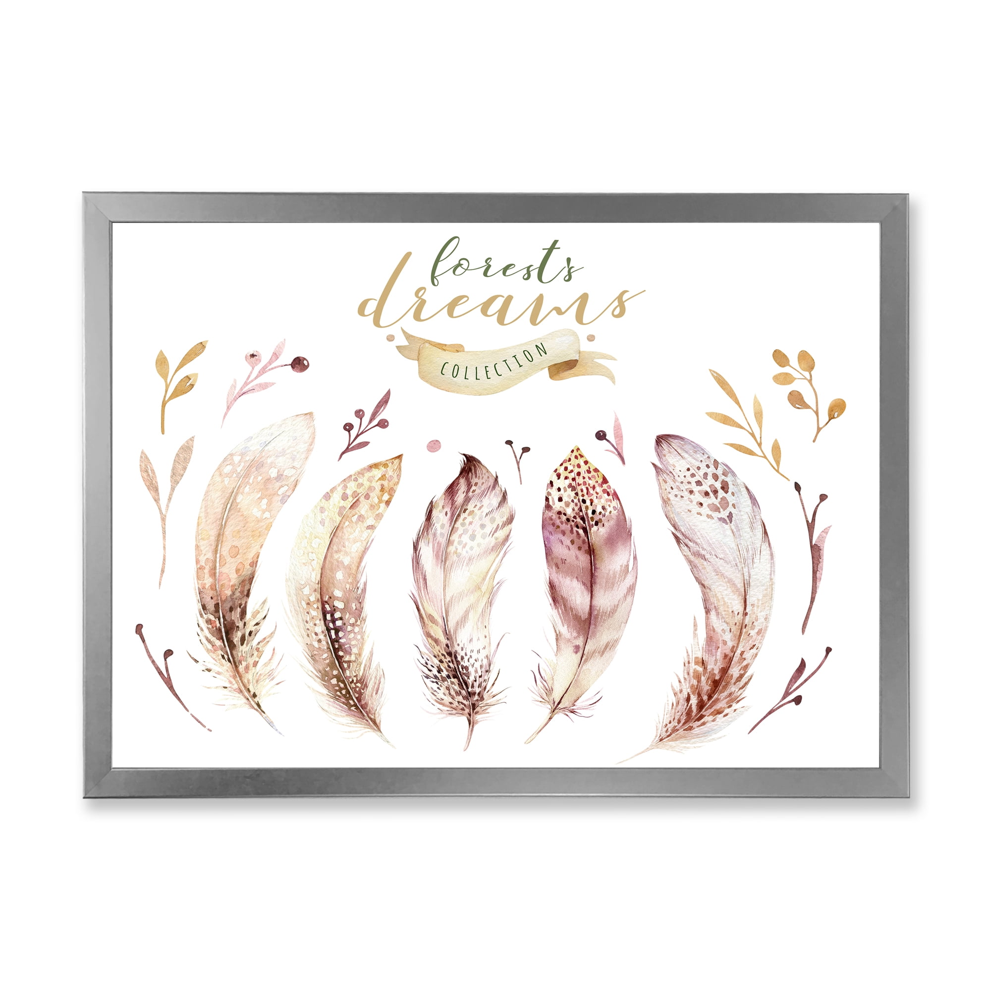 Designart 'Vital Feathers In Ethnic Boho Style' Bohemian & Eclectic Framed Art Print