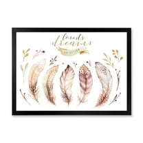 Designart 'Vital Feathers In Ethnic Boho Style' Bohemian & Eclectic Framed Art Print