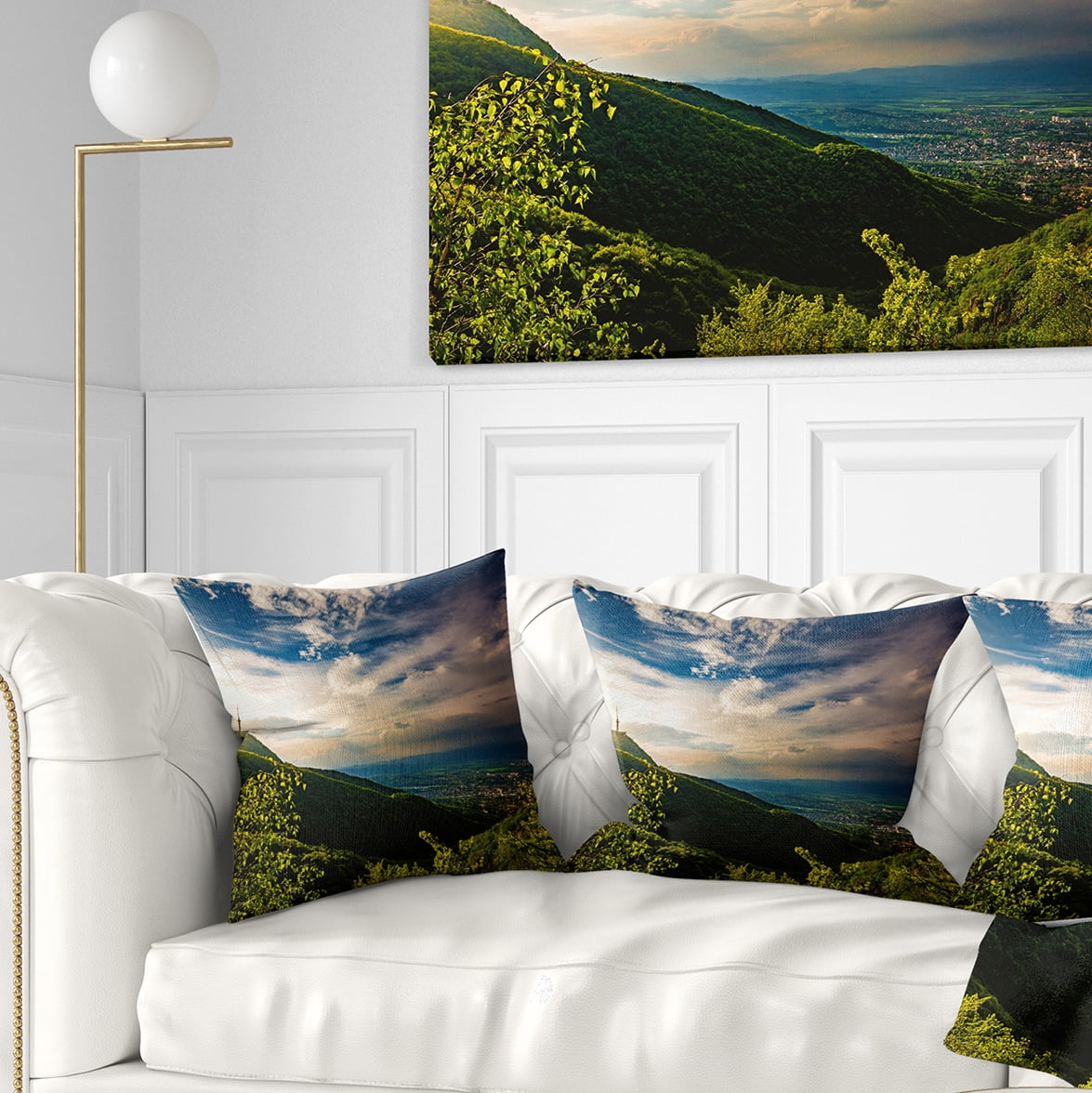 Designart Vitosha Mountain over Sofia Bulgaria - Landscape Printed Throw Pillow - 16x16