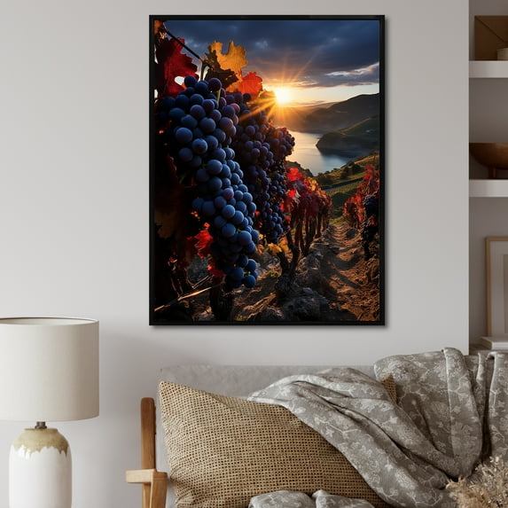 Designart "Vivid Scenes in the Vineyard I" Farmhouse Floater Framed Wall Decor