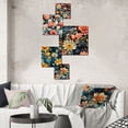 thumbnail image 1 of Designart "Vivid Tribal Floral Mix I" Floral Wall Art Set Of 5 - Gray Cottage Hallway Metal Art Print Set, 1 of 6