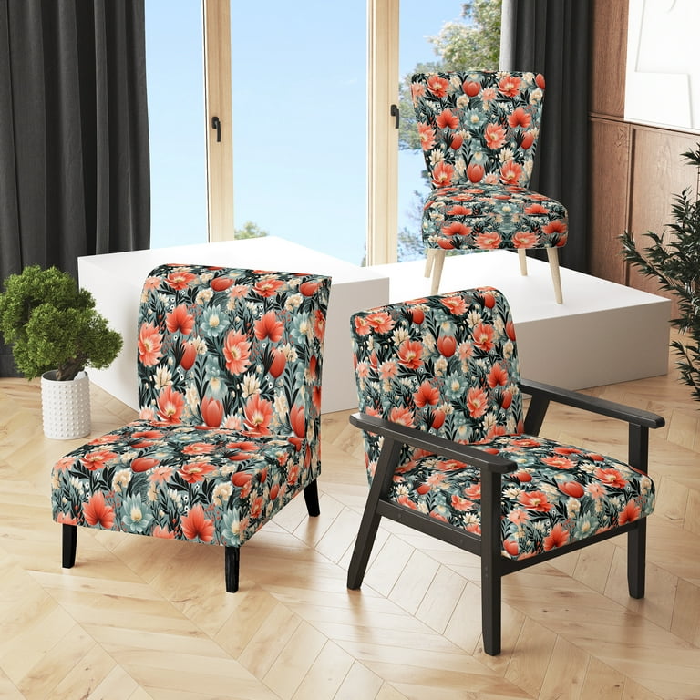 Designart Vivid Tribal Floral Mix II Beige Floral Upholstered Accent Chair Cottage Arm Chair For Living Room Walmart