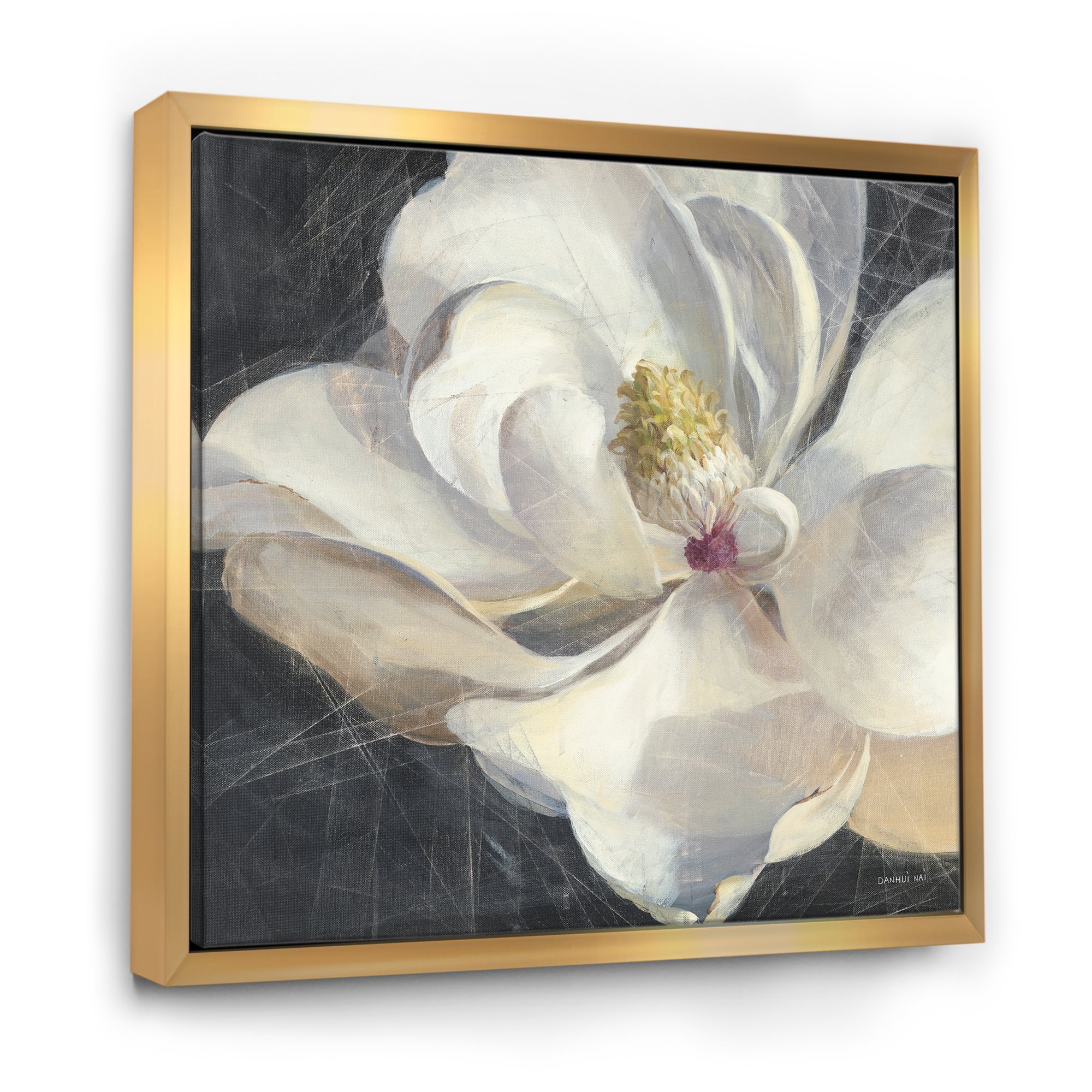 Designart ' Vivid White Magnolia IV ' Shabby Chic Framed Canvas