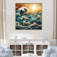 thumbnail image 1 of Designart "Vivid Woodcut Effect Capturing Ocean Charm IV" Ocean Floater Framed Wall Art Prints, 1 of 5