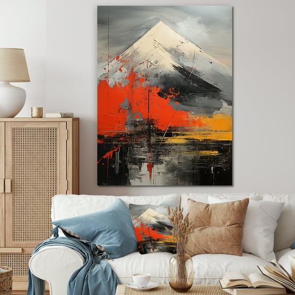 Designart "Volcanic Fury Under Moonlight V" Volcano Canvas Wall Art