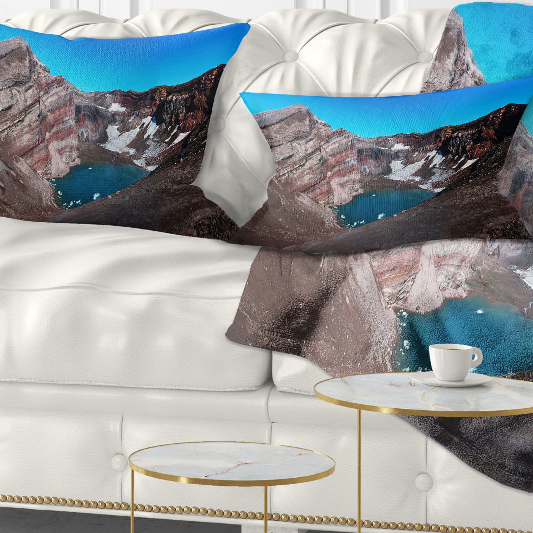 Designart Volcano Kamchatka Panorama - Landscape Printed Throw Pillow - 12x20