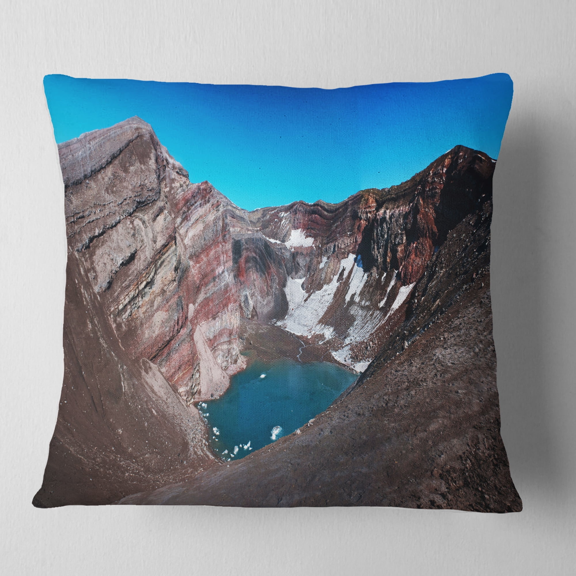 Designart Volcano Kamchatka Panorama - Landscape Printed Throw Pillow - 18x18