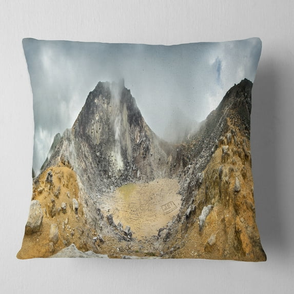 Designart Volcano Panorama with Dramatic Sky - Landscape Printed Throw Pillow - 16x16