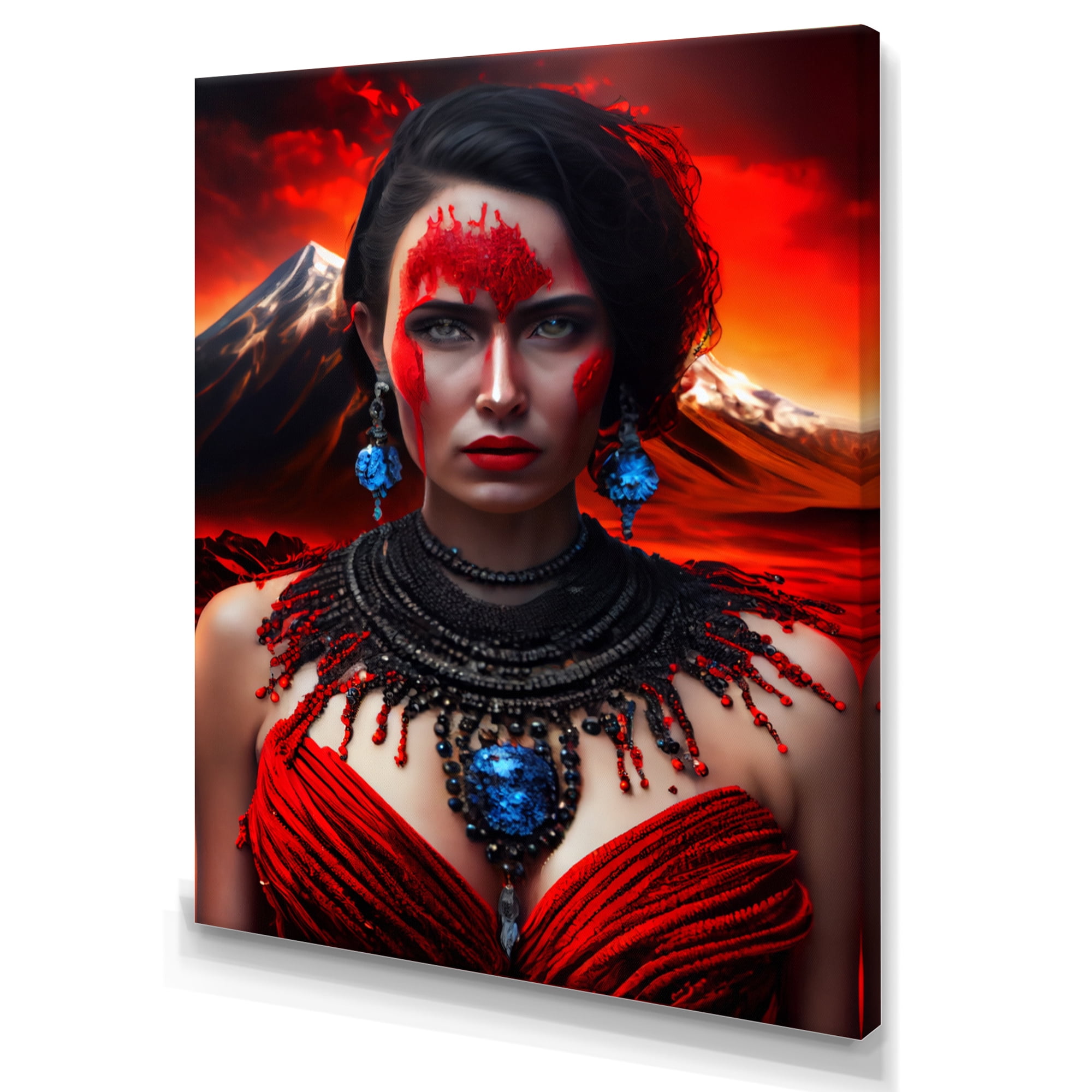 Designart Volcano Queen Woman Portrait II Canvas Wall Art