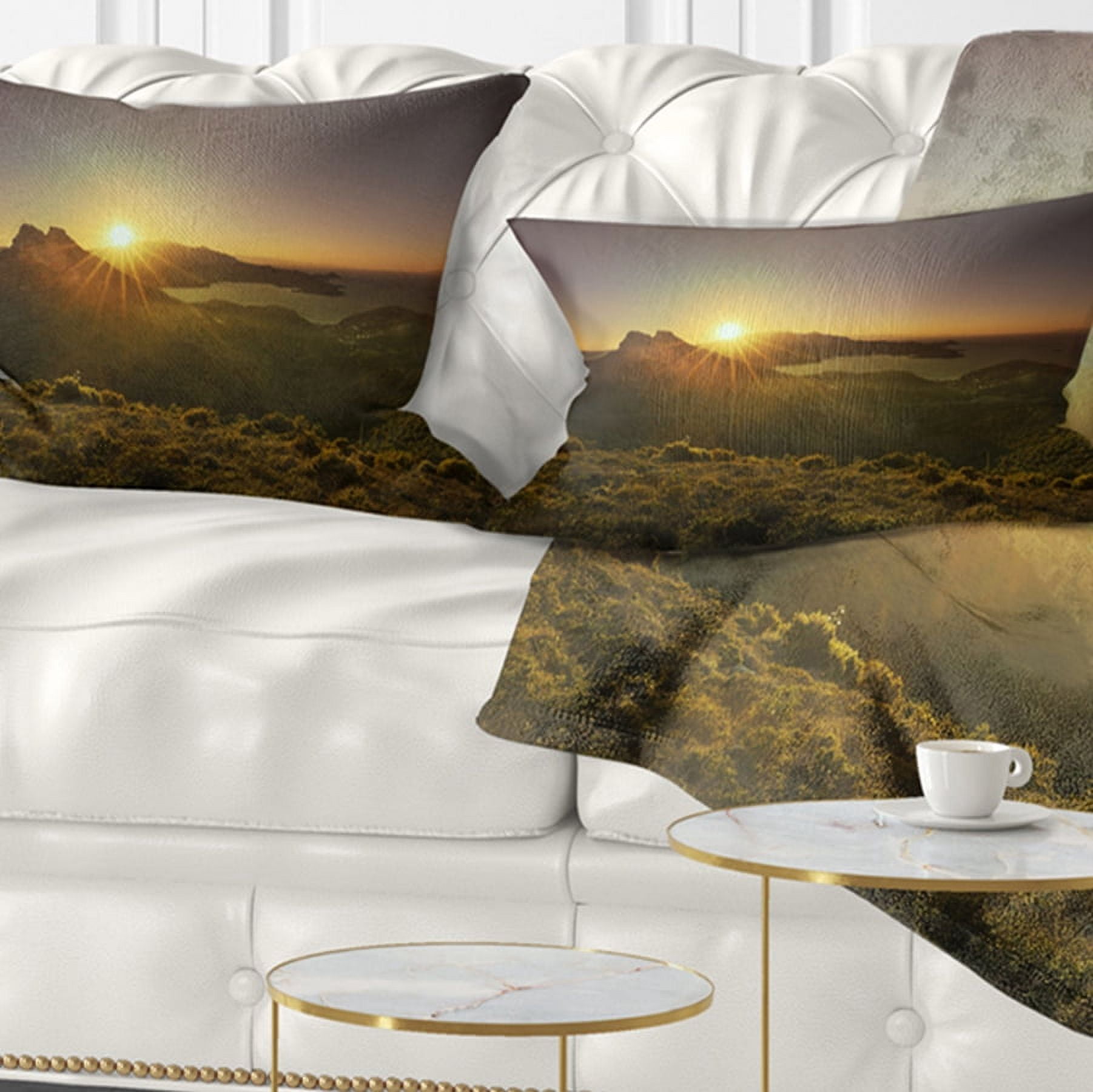 Designart Volterraio and Portoferraio Bay - Landscape Wall Throw Pillow - 12x20